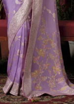 Lavender Banarasi Saree with Meenakari