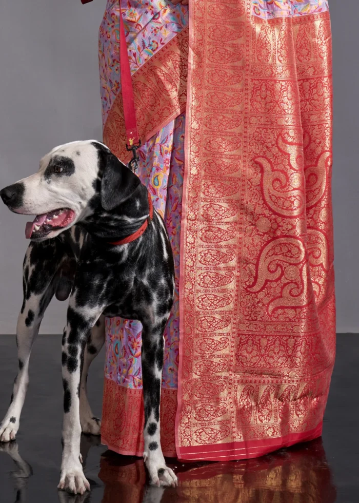 Lavender Kashmiri Jamawar Saree with Banarasi Pallu