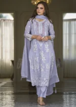 Lavender Organza Suit with Embroidery Work