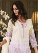 Lavender Organza Suit with Embroidery Work