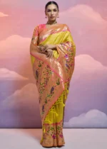 Lemon Yellow Paithani Silk Saree