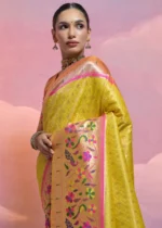 Lemon Yellow Paithani Silk Saree