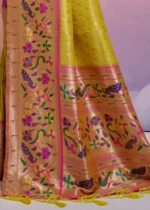 Lemon Yellow Paithani Silk Saree