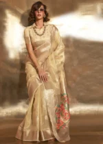 Lemon Yellow Tissue Silk Saree