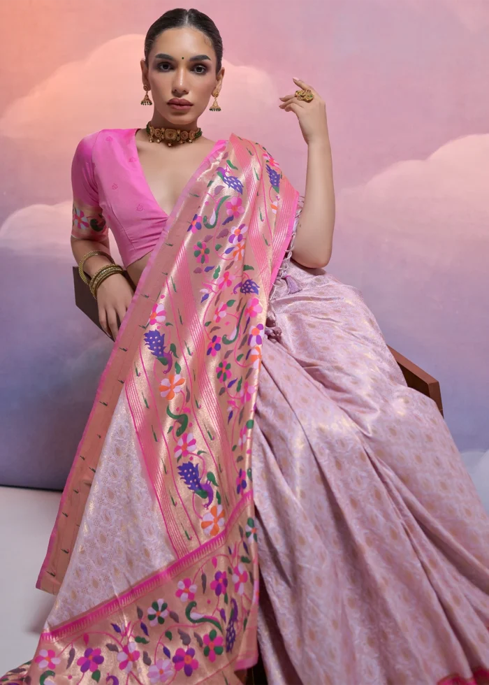 Light Purple Paithani Silk Saree