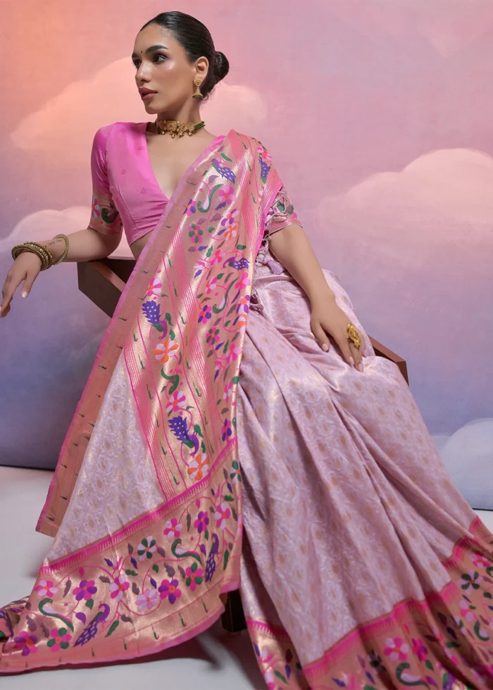 Light Purple Paithani Silk Saree