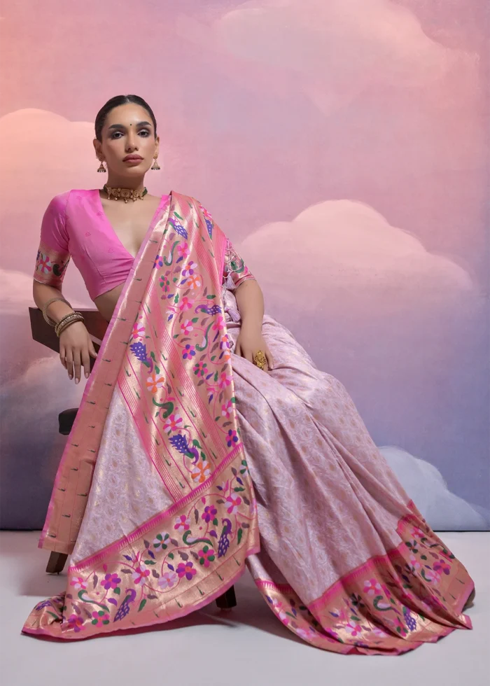 Light Purple Paithani Silk Saree