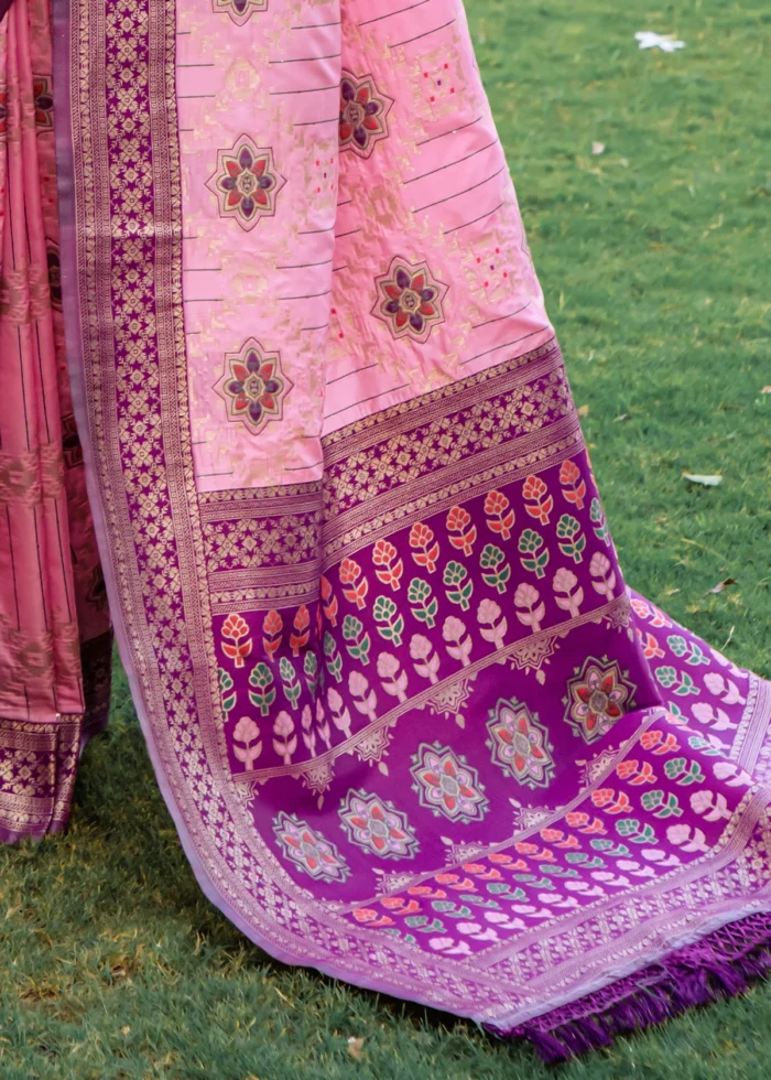 Lotus Pink Patola Silk Saree