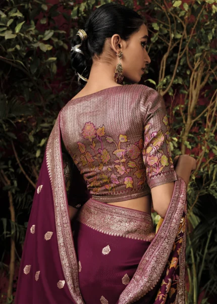 Maroon Banarasi Saree with Meenakari