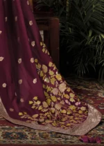 Maroon Banarasi Saree with Meenakari