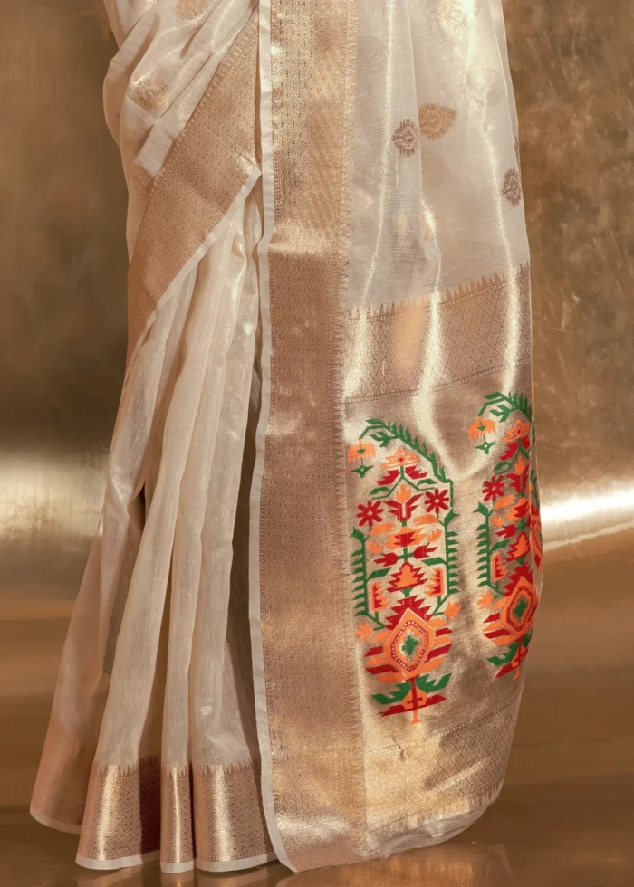 Off White Tissue Silk Saree