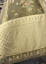 Olive Green Banarasi Saree with Embroidery Work