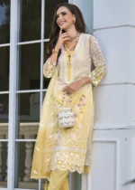 Ombré Yellow Organza Suit with Embroidery Work