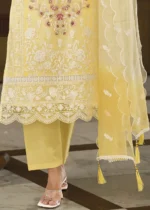 Ombré Yellow Organza Suit with Embroidery Work