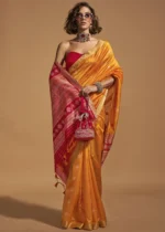 Orange Banarasi Silk Saree