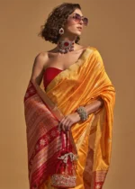 Orange Banarasi Silk Saree