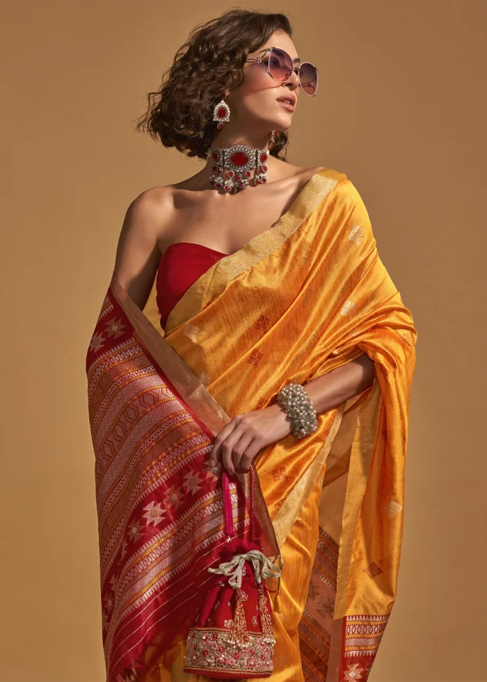 Orange Banarasi Silk Saree