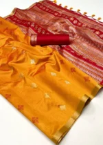 Orange Banarasi Silk Saree