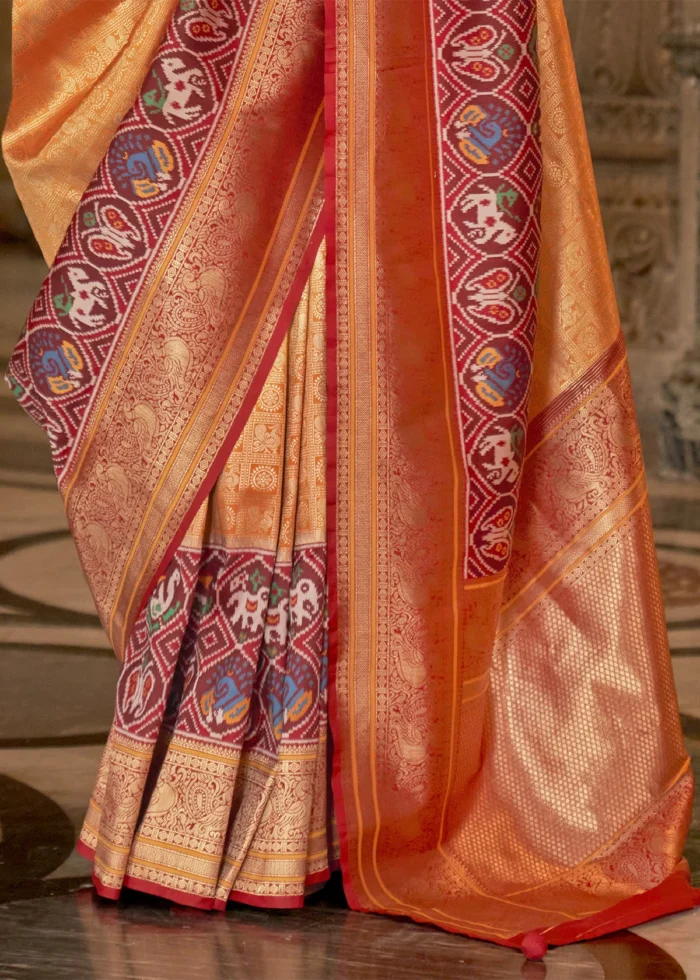 Orange Banarasi Silk Saree with Brocade Blouse