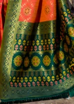 Orange and Green Patola Silk Saree