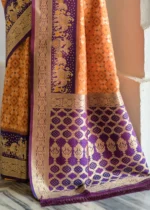 Orange and Purple Banarasi Silk Saree