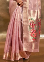 Pastel Pink Tissue Silk Saree