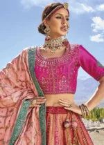 Peach Banarasi Lehenga with Heavy Work