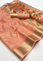 Peach Tissue Silk Saree