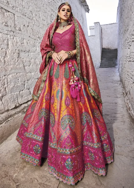 Pink Banarasi Lehenga with Heavy Work