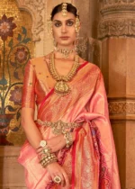 Pink Banarasi Silk Saree with Brocade Blouse