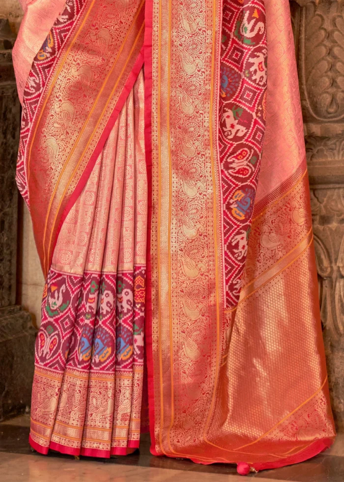 Pink Banarasi Silk Saree with Brocade Blouse