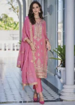 Pink Organza Suit with Embroidery Work