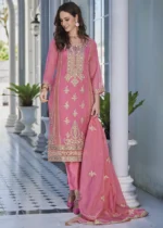 Pink Organza Suit with Embroidery Work