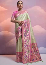 Pista Green Paithani Silk Saree