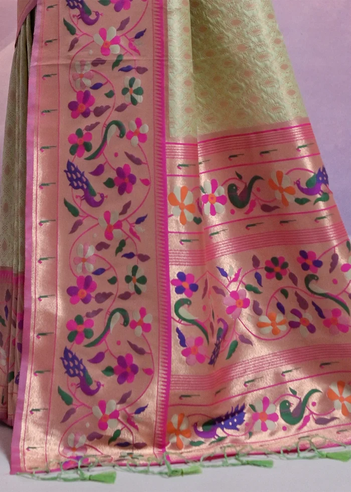 Pista Green Paithani Silk Saree