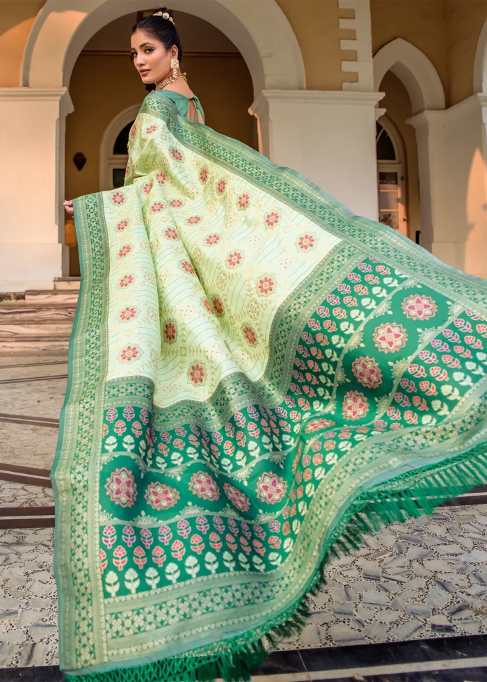 Pista Green Patola Silk Saree