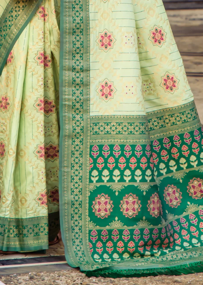 Pista Green Patola Silk Saree