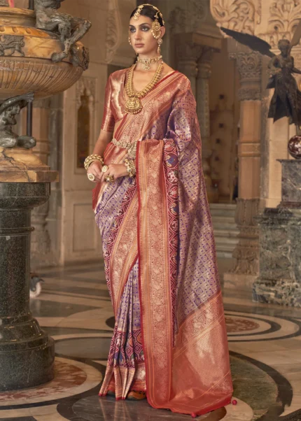 Purple Banarasi Silk Saree with Brocade Blouse