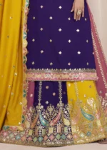 Purple Embroidered Silk Lehenga Suit