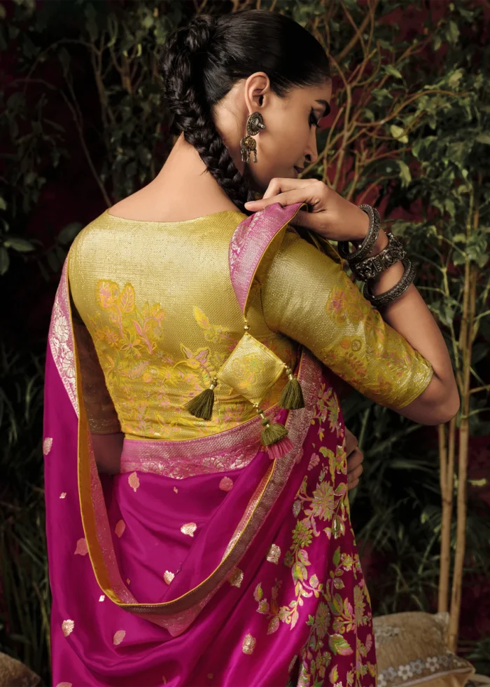 Rani Pink Banarasi Saree with Meenakari