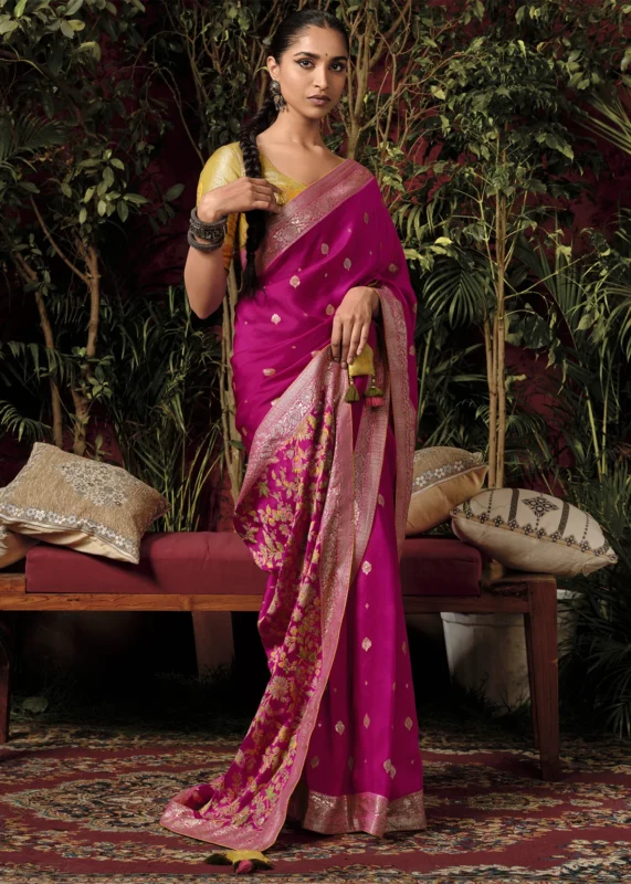 Rani Pink Banarasi Saree with Meenakari