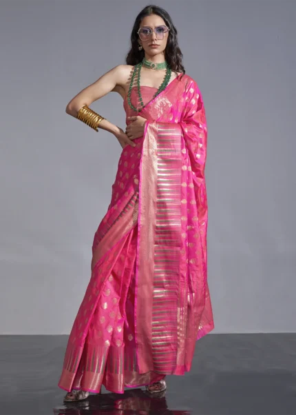 Rani Pink Banarasi Silk Saree