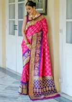 Rani Pink and Purple Banarasi Silk Saree