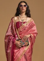 Raspberry Red Banarasi Silk Saree