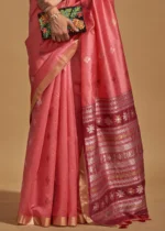 Raspberry Red Banarasi Silk Saree