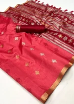 Raspberry Red Banarasi Silk Saree