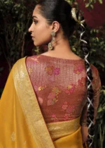 Saffron Yellow Banarasi Saree with Meenakari