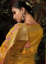 Saffron Yellow Banarasi Saree with Meenakari