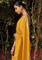 Saffron Yellow Banarasi Saree with Meenakari