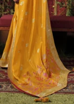 Saffron Yellow Banarasi Saree with Meenakari